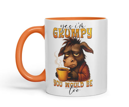 Vixar Yes I'm Grumpy You Would Be Too Funny Donkey Coffee Mug – Coloured Ceramic Mug Cup Gift, 11oz (Black)