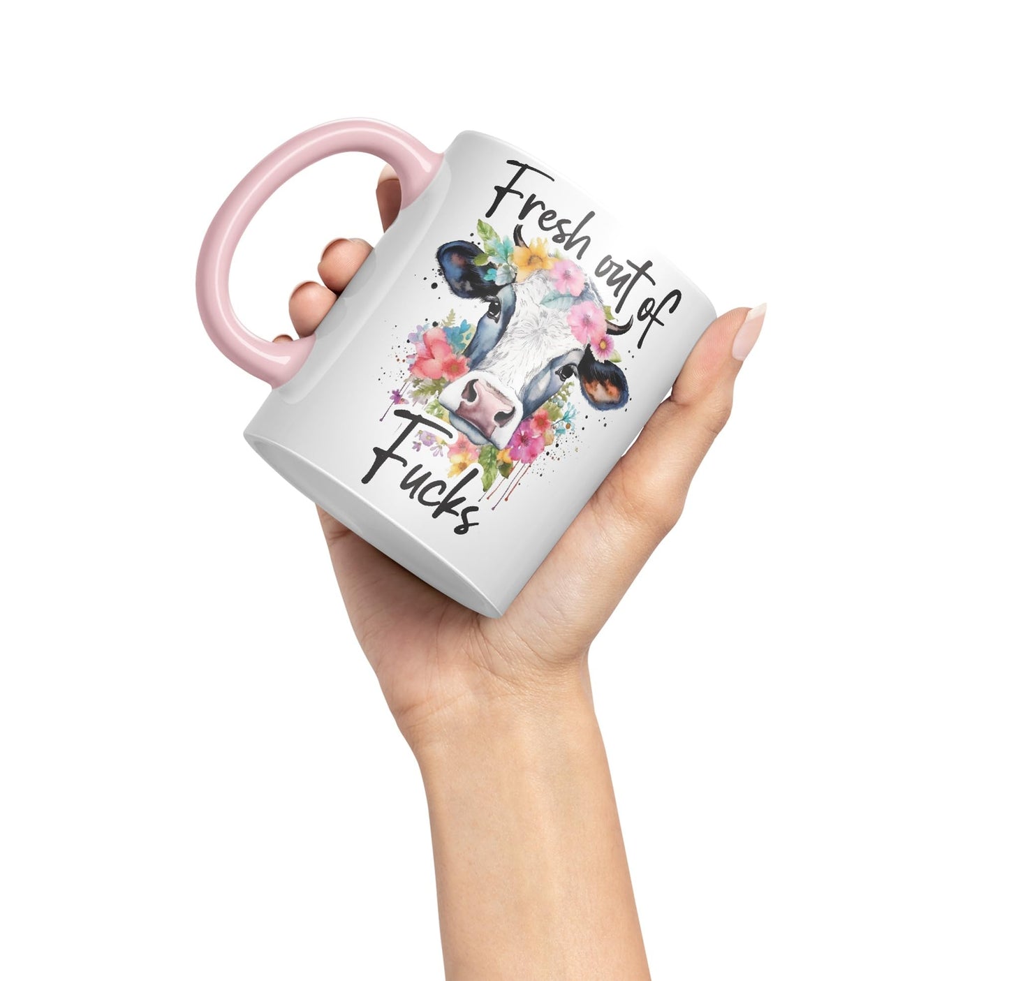 Fresh Out of Fu Cow Joke sarkasm Sarcastic Ceramic Coloured Mug Cup for Tea Coffee Hot Brew 330ml 11Oz Gift