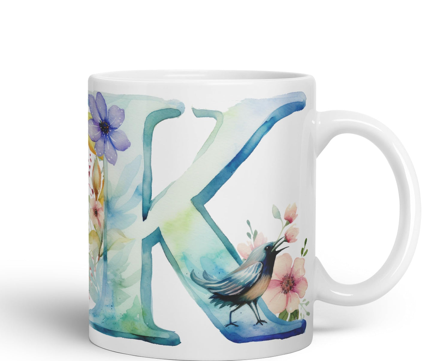 Letter K mug, Animals Alphabet Letter K Monogram animal for kids Ceramic Coloured Mug Cup for Tea Coffee Hot brew 330ml 11Oz Gift