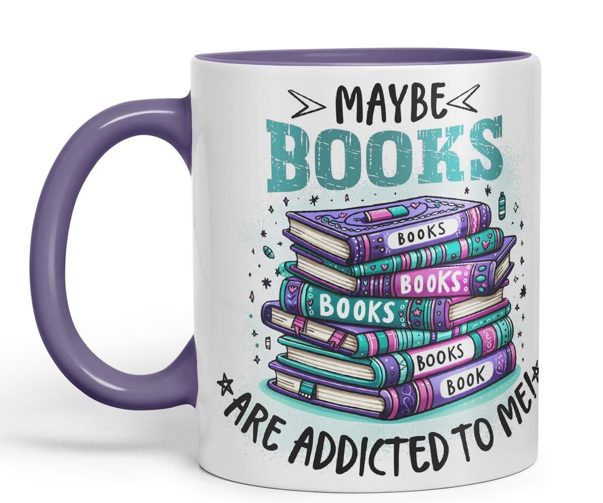 Vixar Maybe Books are Addicted to Me Funny Book Lover Coloured Mug Cup 11oz (Dark Green)