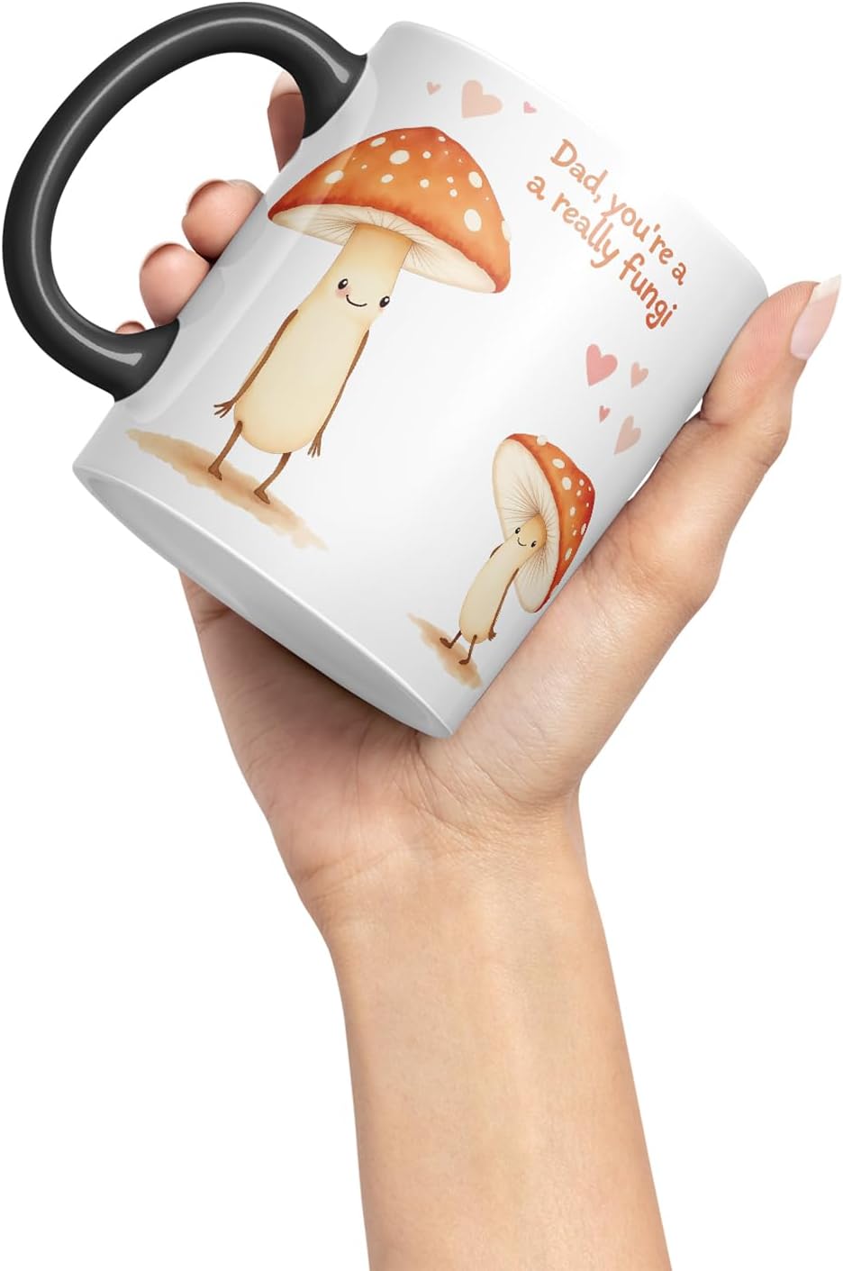 Vixar Dad You're A Really Fungi Funny Mushroom Father's Day Mug – Coloured Mug Cup Gift, 11oz (Black)