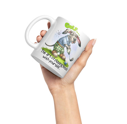 Golf … The Art of playingfetch with Your self, Dog Joke sarkasm Ceramic Coloured Mug Cup for Tea Coffee Hot Brew 330ml 11Oz Gift