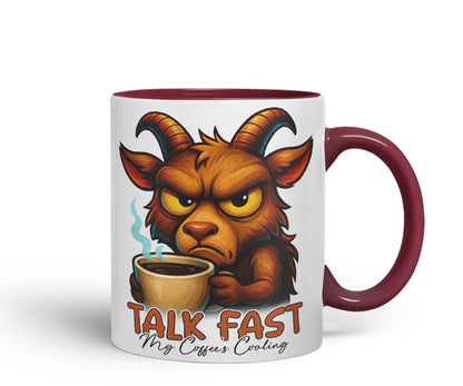 Vixar Talk Fast My Coffee's Cooling Funny Goat Coffee Mug – Coloured Ceramic Mug Cup Gift, 11oz (Black)