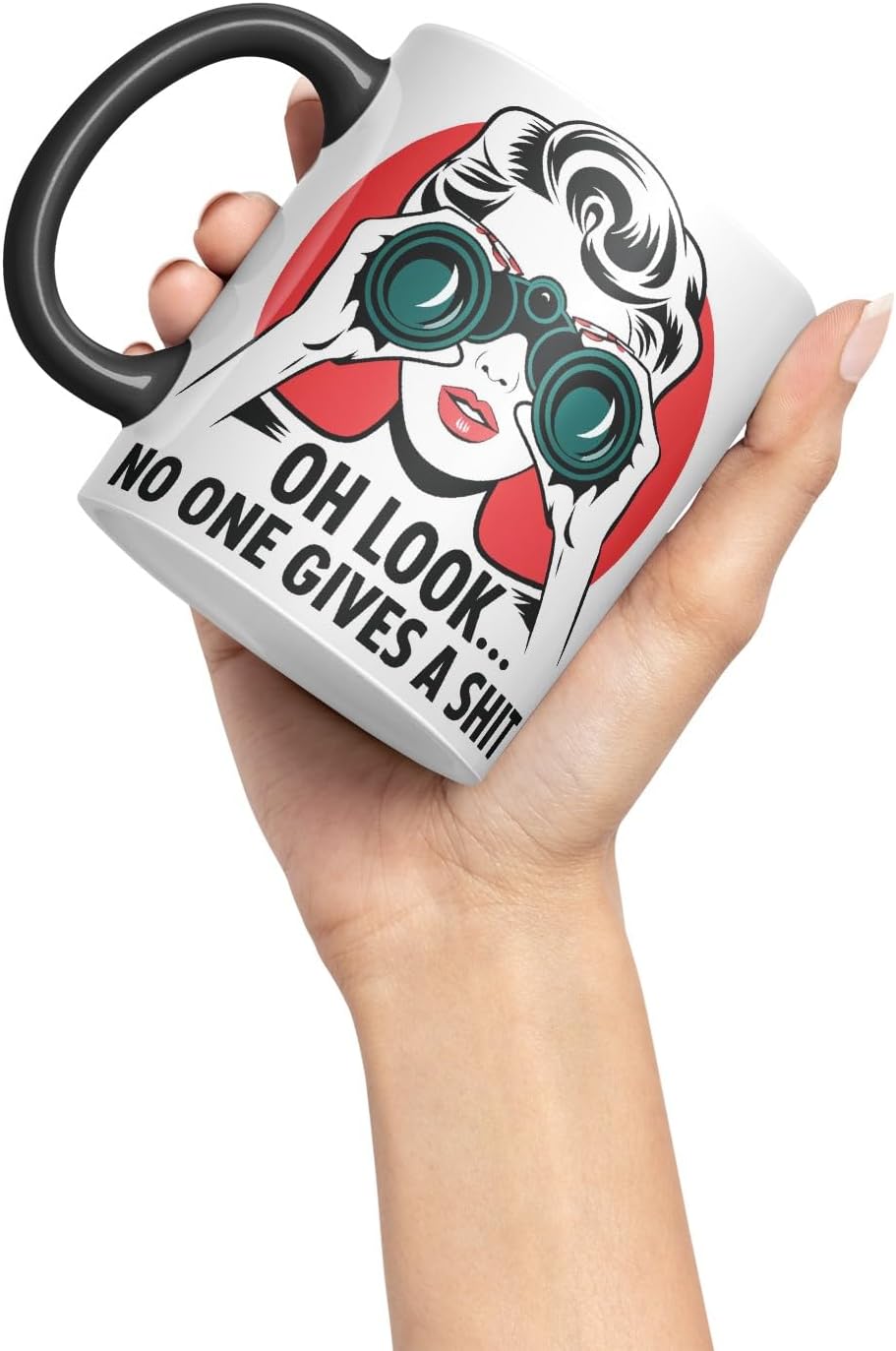 Vixar Oh Look… No One Gives a S** Sarcastic Cow Coloured Ceramic Mug Cup Gift, 11oz (Black)