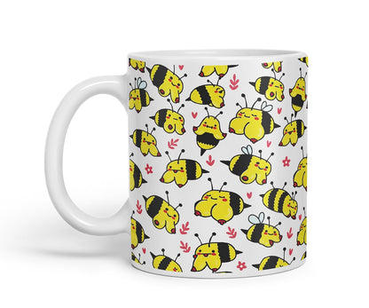 Vixar Cute Bee Breasts, Tits, Pattern Mug – Coloured Ceramic Mug Cup Gift, 11oz (Black)