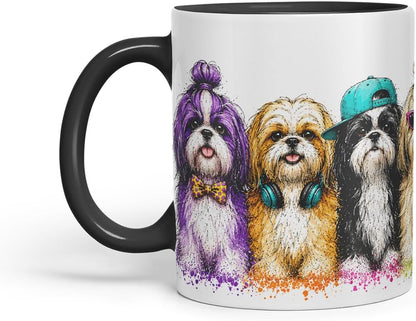 Vixar Shih Tzu Dog Mug – Cute Shih Tzu Coloured Ceramic Mug Cup Gift, 11oz (Black)