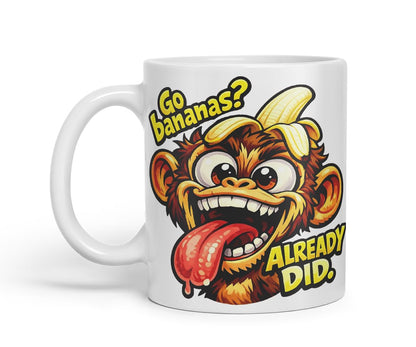 Vixar Go Bananas Already Did Funny Monkey Mug – Coloured Ceramic Mug Cup Gift, 11oz (Black)