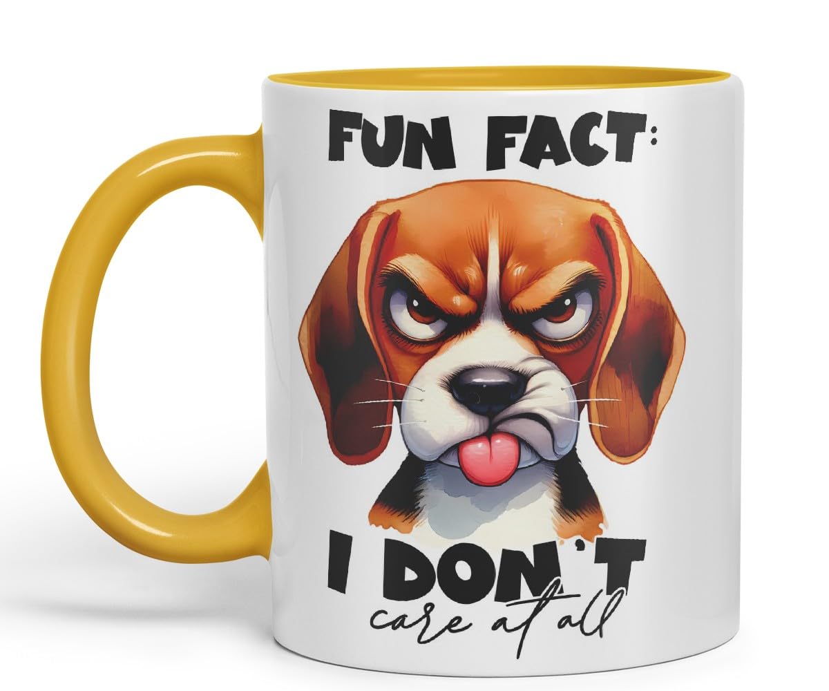 Vixar Fun Fact: I Don’t Care at All Dog Coloured Ceramic Mug Cup 11oz Funny Sarcastic Gift (Black)