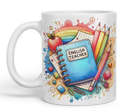 Vixar English Teacher Mug Thank You, End of School Gift Ceramic Coloured Mug Cup for Tea Coffee Hot Brew 330ml 11Oz Gift