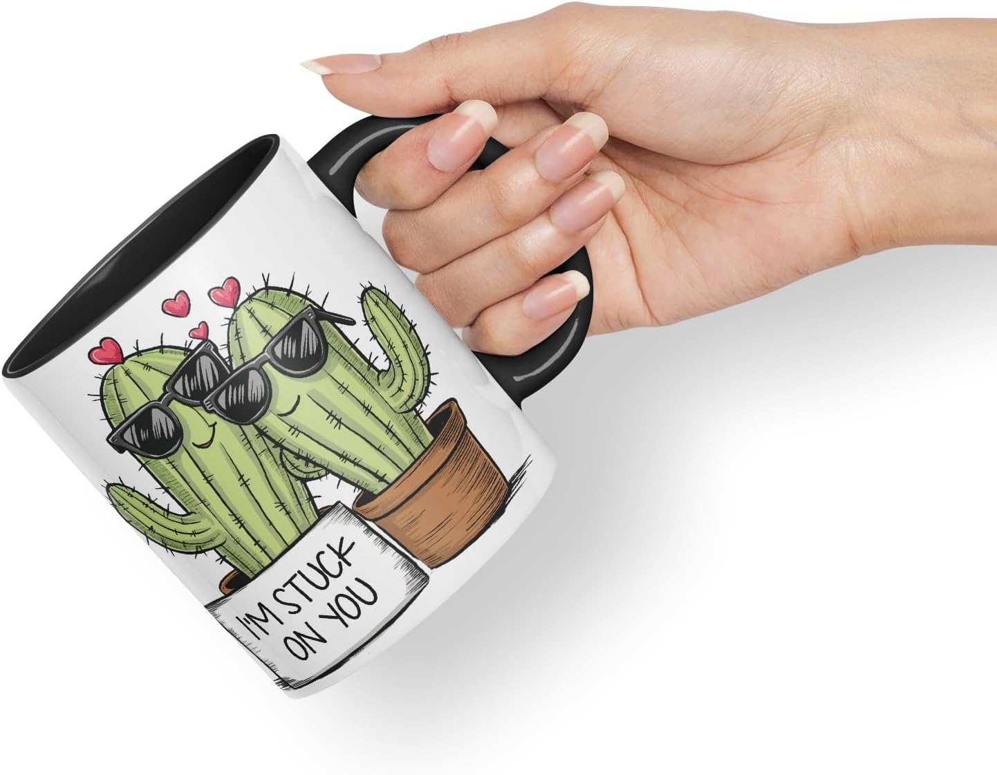 Vixar I’m Stuck On You – Coloured Ceramic Mug Cup Gift, 11oz (Black)