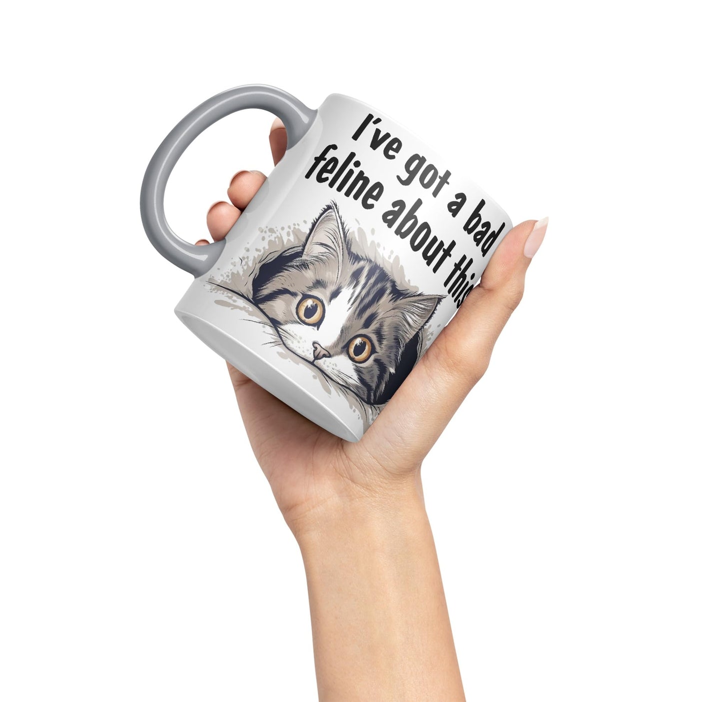 I've got a Bad Feline obout This cat Kitten Joke sarkasm Sarcastic Ceramic Coloured Mug Cup for Tea Coffee Hot Brew 330ml 11Oz Gift