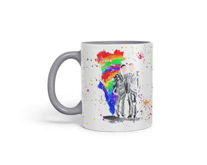 Vixar Wedding Mr and Mr Pride Gay Watercolour Art Coloured Mug Cup Gift Birthday Work Office Tea Coffee