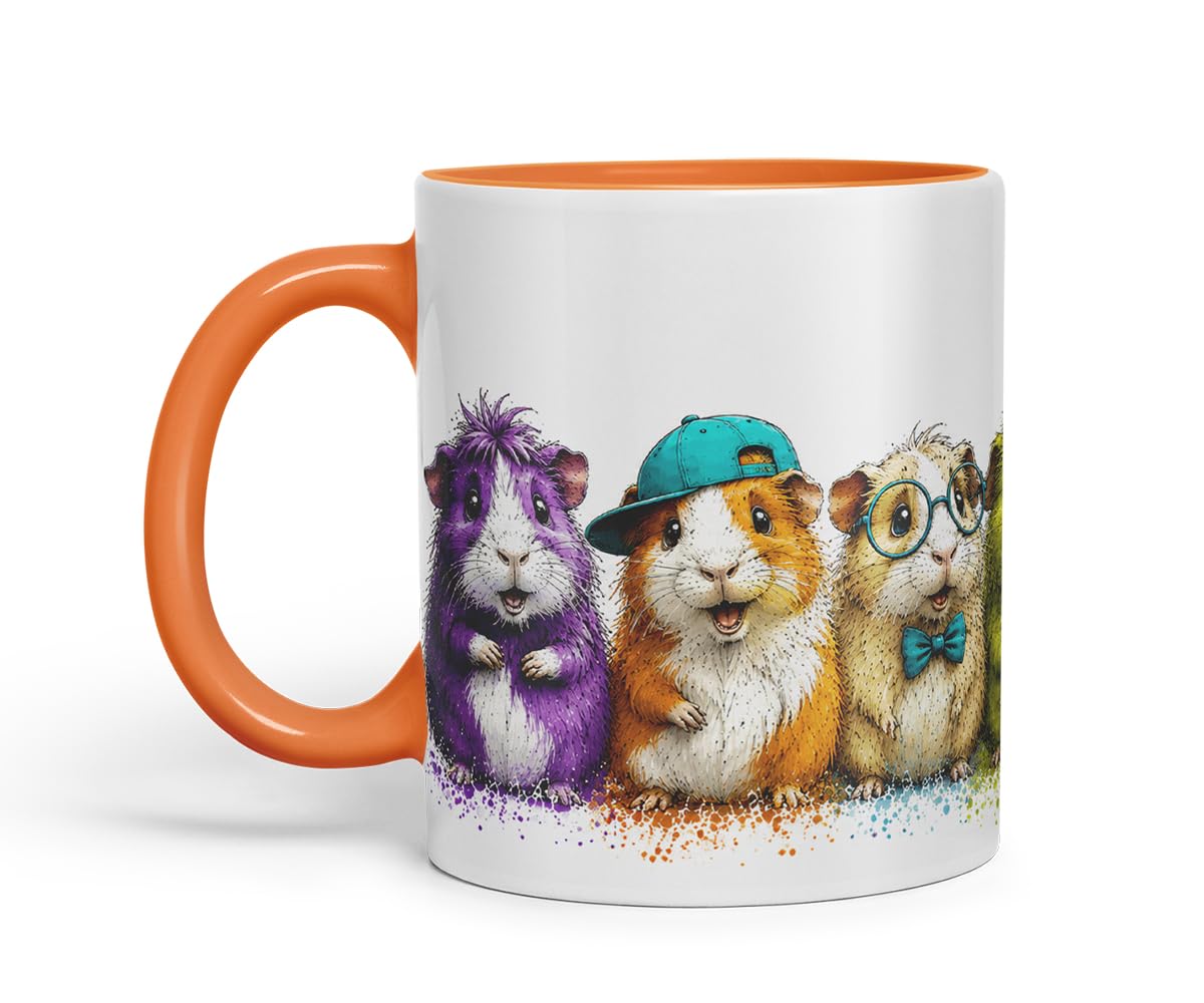 Vixar Guinea Pig Mug – Cute Guinea Pig Animal Coloured Ceramic Mug Cup Gift, 11oz (Black)