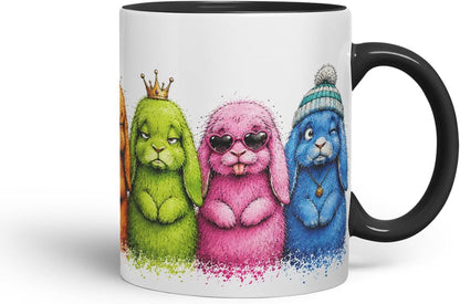 Vixar Lop Rabbit Mug – Cute Bunny Rabbit Coloured Ceramic Mug Cup Gift, 11oz (Black)