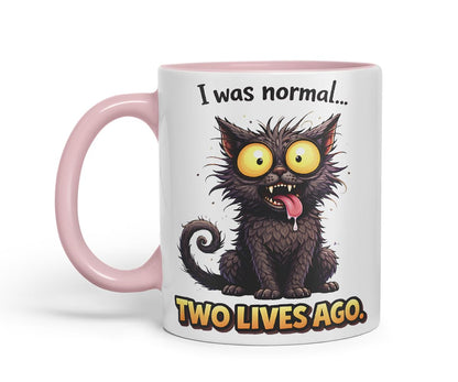Vixar I was Normal Two Lives Ago Cat Coloured Ceramic Mug Cup Gift, 11oz (Black)