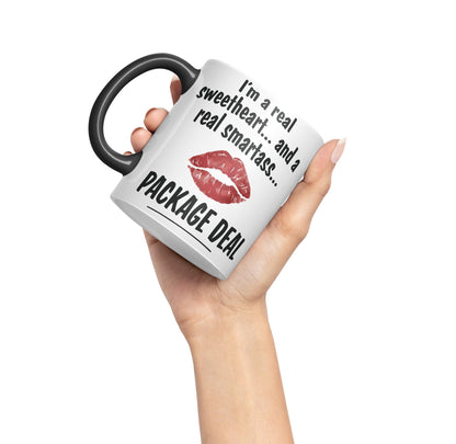 I'm a Real Seetheart … and a Real Smartass.. Package Deal Joke Sarcastic bee Ceramic Coloured Mug Cup for Tea Coffee Hot Brew 330ml 11Oz