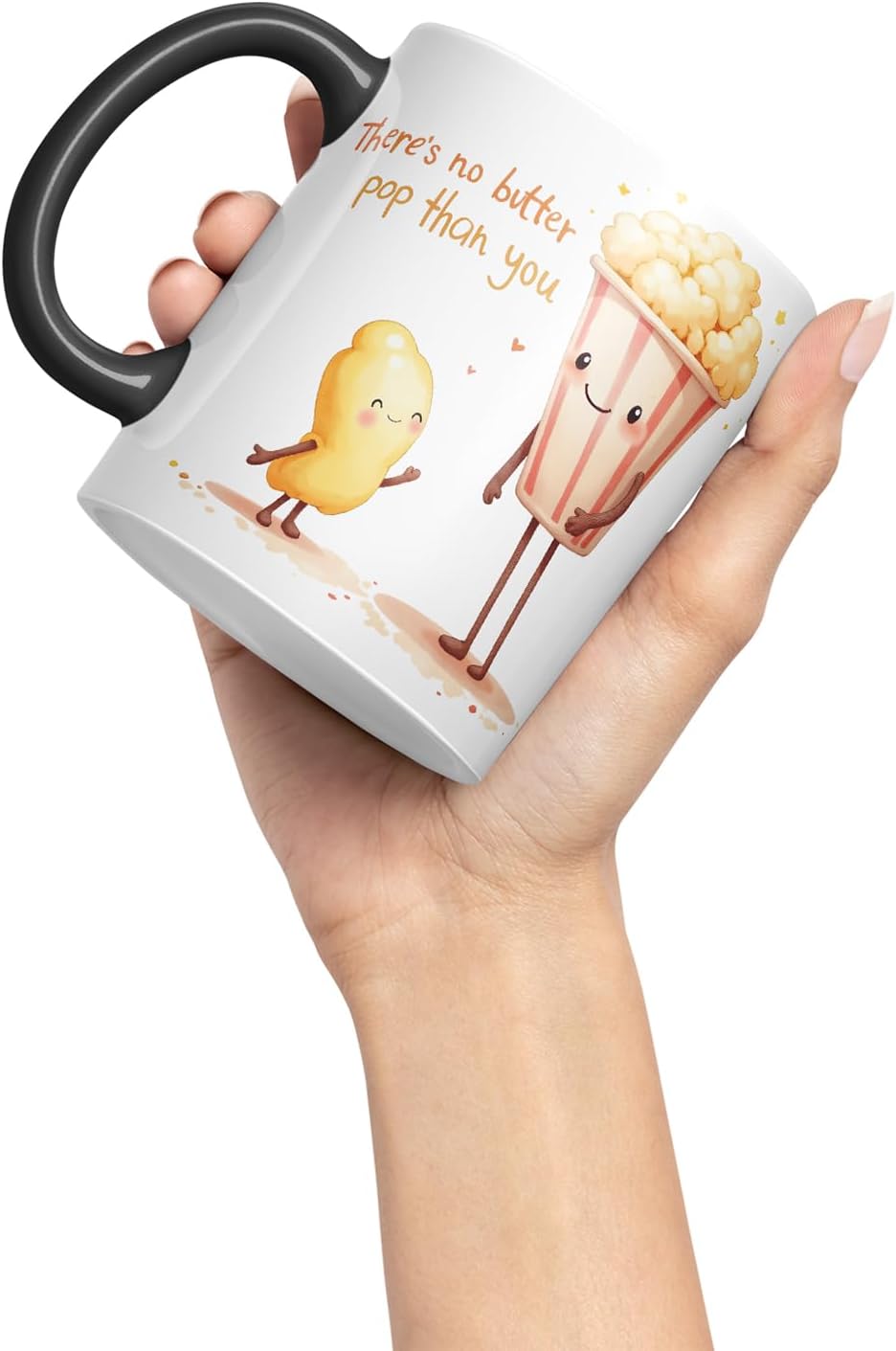 Vixar There's No Butter Pop Than You Funny Popcorn Father's Day Mug – Coloured Mug Cup Gift, 11oz (Black)