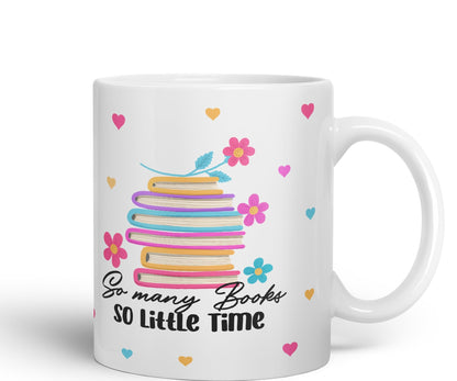 Vixar So Many Books so Little time Book Reader Gift Presents Coloured Ceramic Mug Cup Gift 330ml 11oz Work Office Tea Coffee