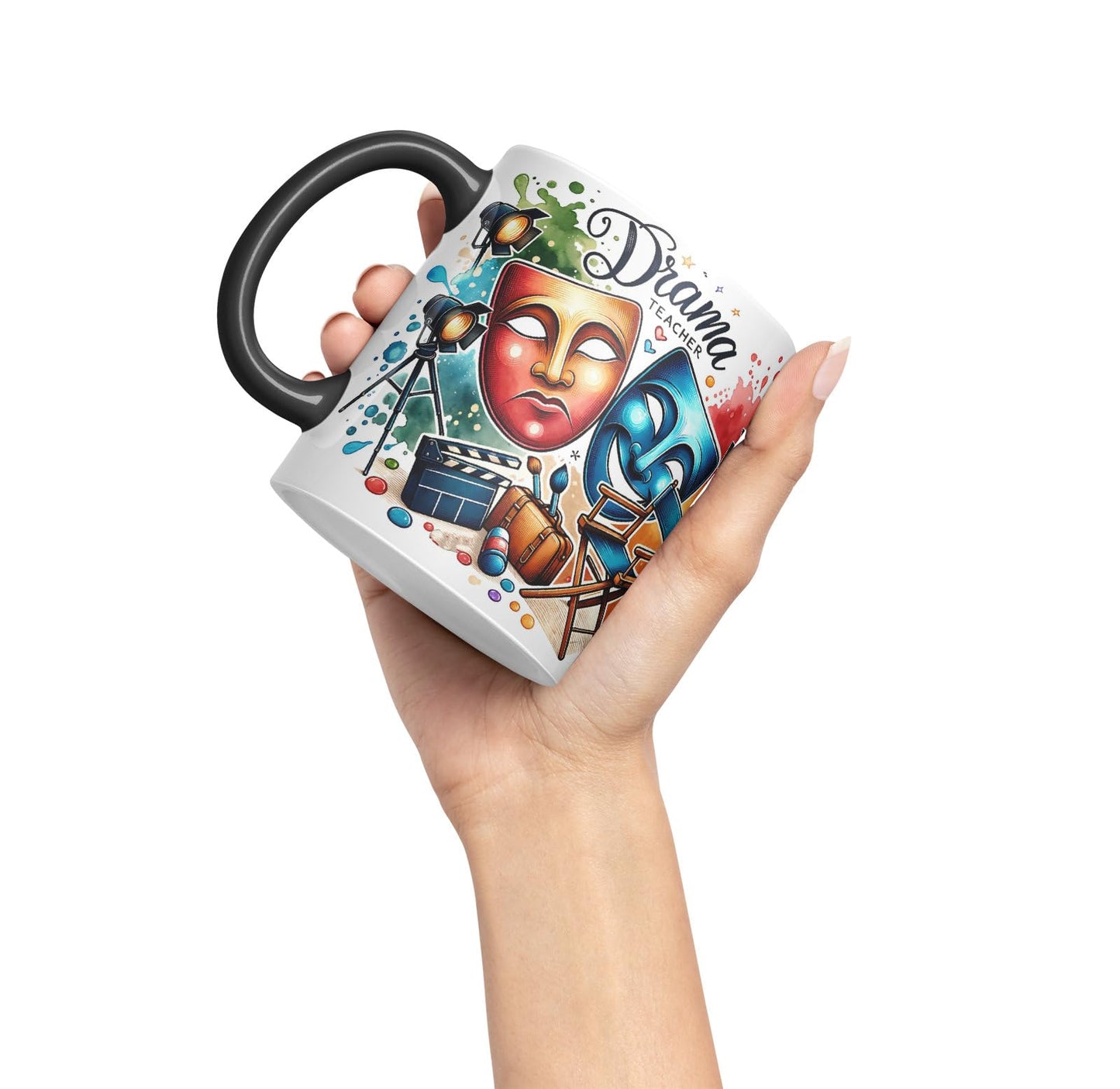 Vixar Drama Teacher Mug Thank You, End of School Gift Ceramic Coloured Mug Cup for Tea Coffee Hot Brew 330ml 11Oz Gift