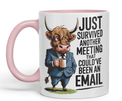 Vixar Just Survived Another Meeting That Could’ve Been an Email – Coloured Ceramic Mug Cup Gift, 11oz (Black)