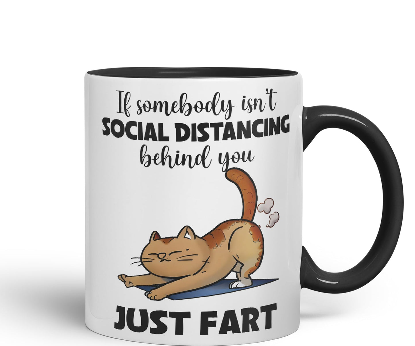 Vixar If Somebody Isn't Social Distancing Behind You Just Fart Cats Sarcastic Joke Ceramic Coloured Mug Cup for Tea Coffee Hot Brew 330ml 11oz