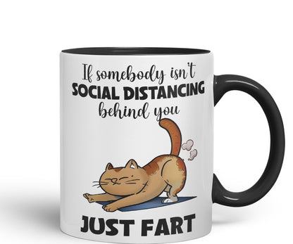 Vixar If Somebody Isn't Social Distancing Behind You Just Fart Cats Sarcastic Joke Ceramic Coloured Mug Cup for Tea Coffee Hot Brew 330ml 11oz