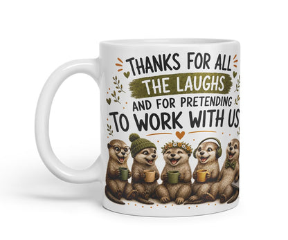 Vixar Thanks for All the Laughs Mug – Funny Coworker Leaving Colleague Goodbye Gift, 11oz (Black)