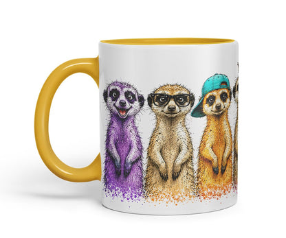 Meerkat Mug – Cute Meerkat Coloured Ceramic Mug Cup Gift, 11oz (Black)