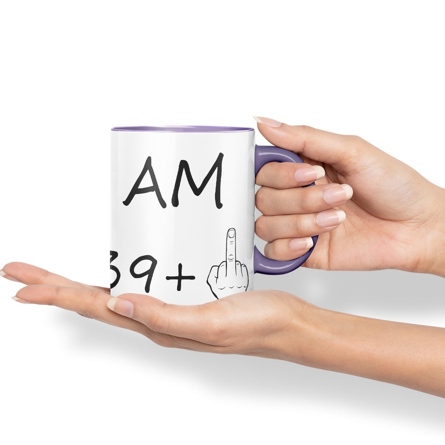 Vixar I am 39 + 1 Man Hand Ceramic 330 ml, 11oz Coloured Mug Cup Gift Coffee Tea Happy Birthday Turning 40 Years Old as a Joke Celebration 40th Birthday Gift idea