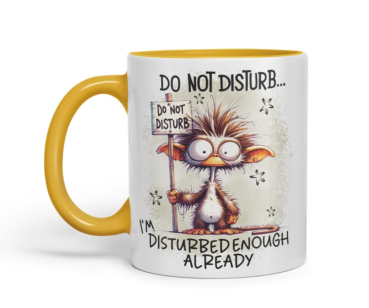 Vixar Do Not Disturb I'm Disturbed Enough Already Funny Quirky Animal – Coloured Ceramic Mug Cup Gift, 11oz (Black)