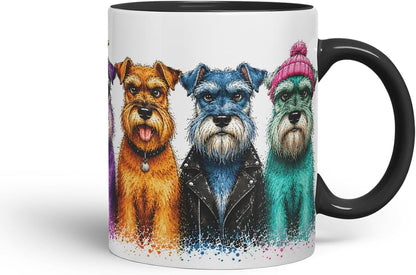 Vixar Schnauzer Dog Mug – Cute Schnauzer Coloured Ceramic Mug Cup Gift, 11oz (Black)