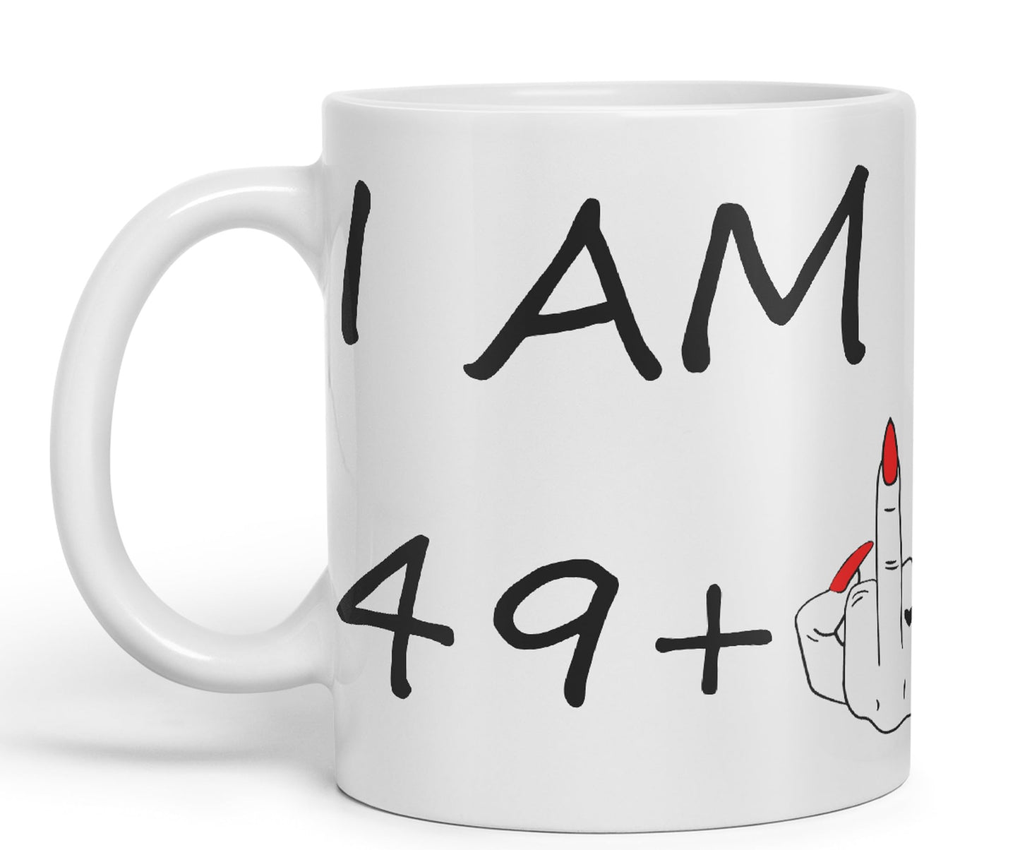 Vixar I am 49 + 1 Woman Hand Ceramic 330 ml, 11oz Coloured Mug Cup Gift Coffee Tea Happy Birthday Turning 50 Years Old as a Joke Celebration 50th Birthday Gift idea