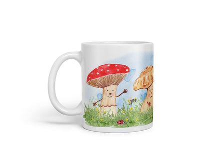 Vixar Mushrooms Red Wild Watercolour Art Coloured Mug Cup Gift Birthday Work Office Tea Coffee