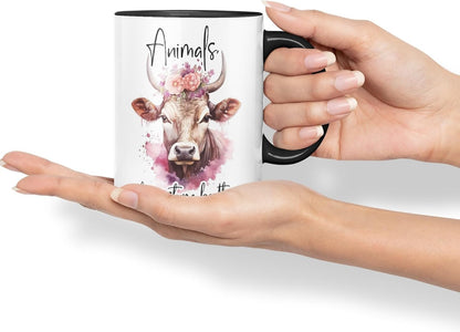 Vixar Animals It’s Pasture Bedtime – Coloured Ceramic Mug Cup Gift, 11oz (Black)