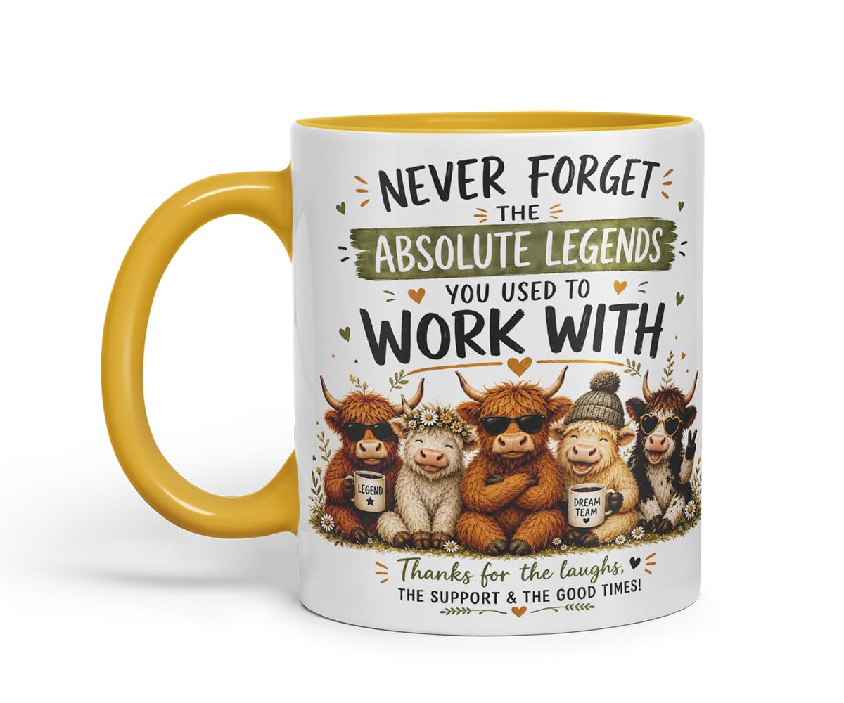 Vixar Never Forget the Absolute Legends You Used to Work with Highland Cow Mug – Highland Cow Coworker Leaving Gift, 11oz (Black)