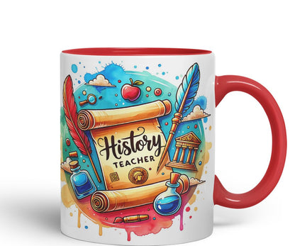 Vixar History Teacher Mug Thank You, End of School Gift Ceramic Coloured Mug Cup for Tea Coffee Hot Brew 330ml 11Oz Gift