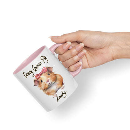 Crazy Guinea Pig Lady Joke sarkasm Sarcastic Ceramic Coloured Mug Cup for Tea Coffee Hot Brew 330ml 11Oz Gift