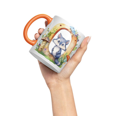 Letter O mug, Animals Alphabet Letter O Monogram animal for kids Ceramic Coloured Mug Cup for Tea Coffee Hot brew 330ml 11Oz Gift