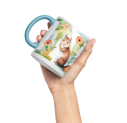 Letter N mug, Animals Alphabet Letter N Monogram animal for kids Ceramic Coloured Mug Cup for Tea Coffee Hot brew 330ml 11Oz Gift
