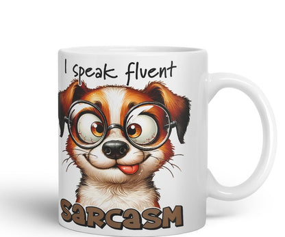 Vixar I Speak Fluent Sarcasm Coloured Ceramic Mug Cup 11oz Funny Sarcastic Gift (Black)