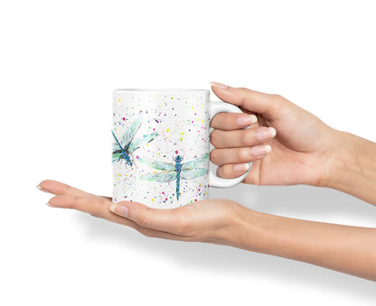 Vixar Dragonflies Dragonfly Insect Animals Watercolour Art Coloured Mug Cup Gift Birthday Work Office Tea Coffee