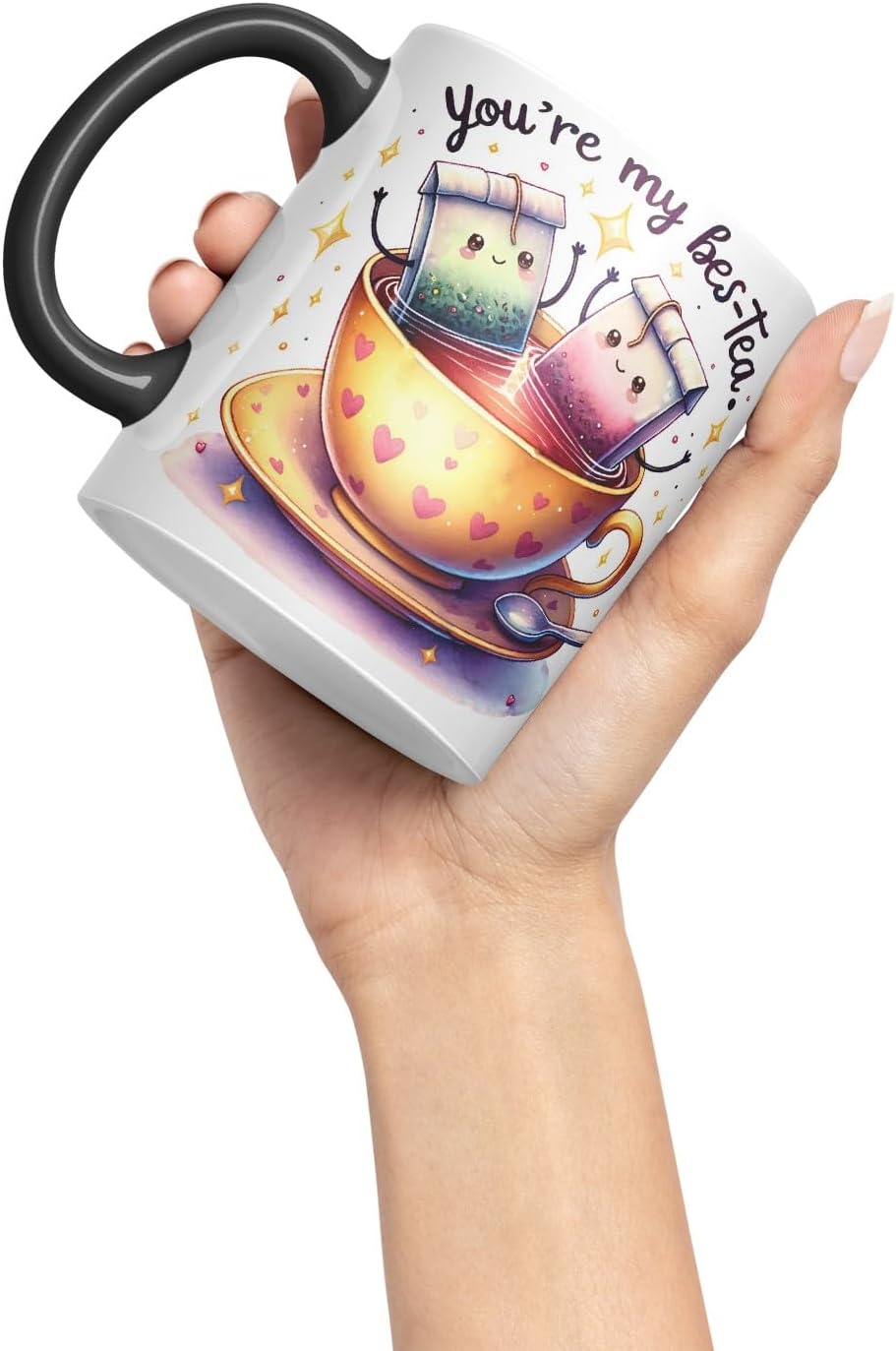 Vixar You’re My BES-Tea Coloured Ceramic Cup Mug – Gift for Best Friend, Couple or Coworker – 11oz (Black)