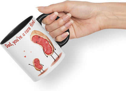 Vixar Dad You're A Rare Find Funny Peanut Father's Day Mug – Coloured Mug Cup Gift, 11oz (Black)