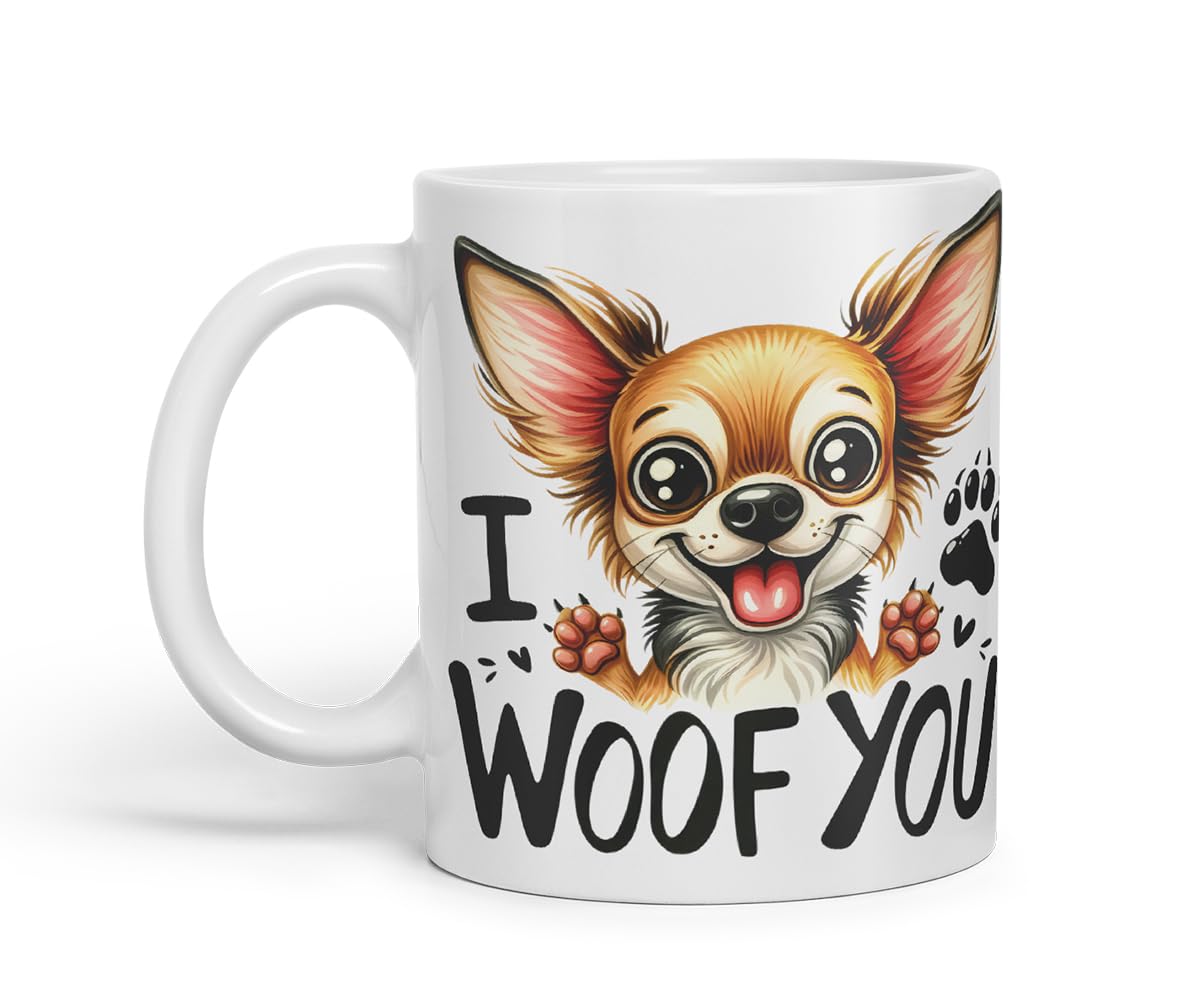 Vixar I Woof You Cute Dog Mug – Coloured Ceramic Mug Cup Gift, 11oz (Black)