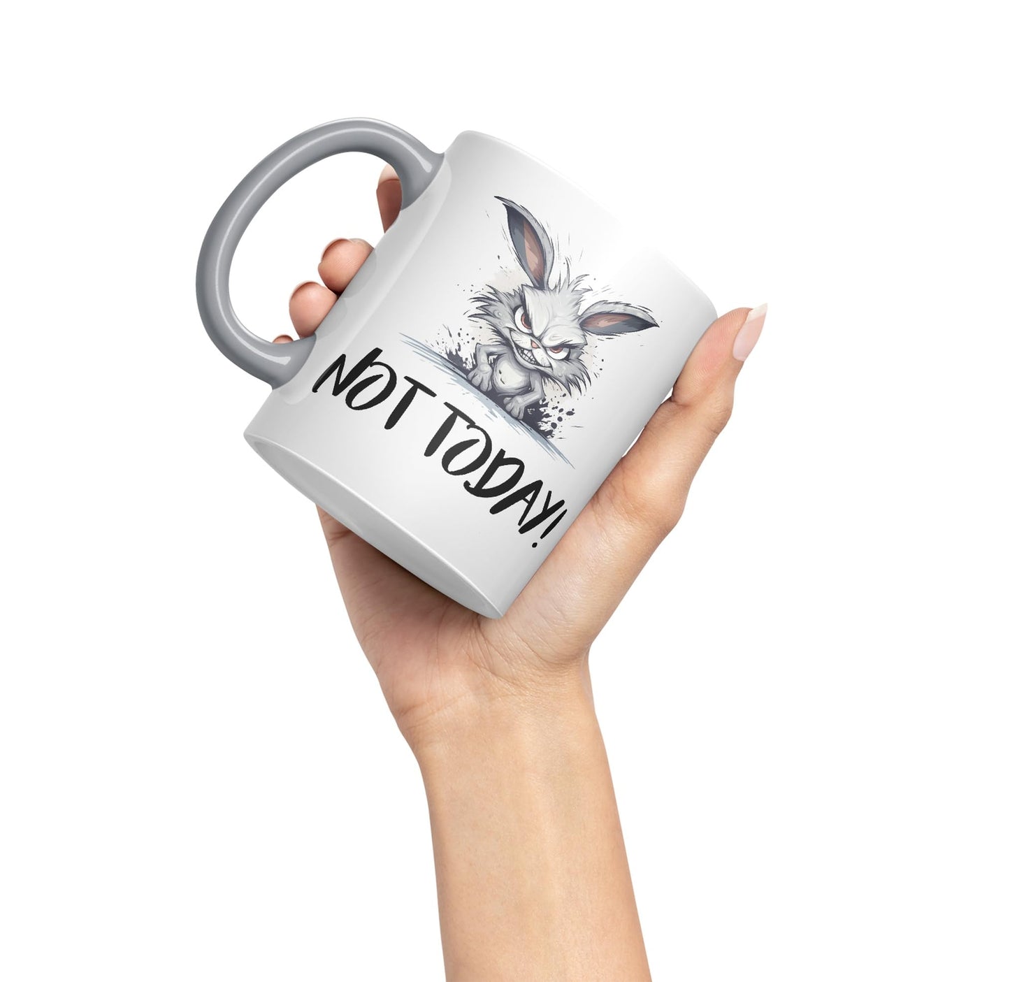 Not Today! Hunry Bunny Hare Joke sarkasm Sarcastic Ceramic Coloured Mug Cup for Tea Coffee Hot Brew 330ml 11Oz Gift