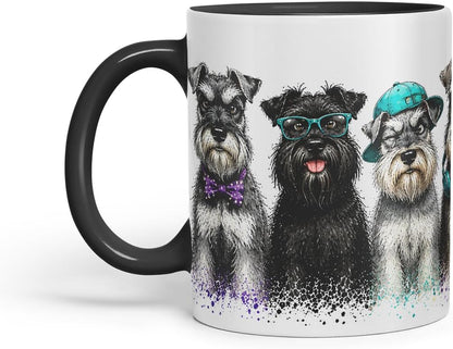 Vixar Schnauzer Dog Mug – Cute Schnauzer Coloured Ceramic Mug Cup Gift, 11oz (Black)