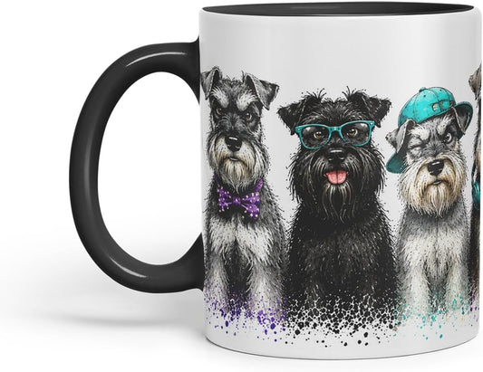 Vixar Schnauzer Dog Mug – Cute Schnauzer Coloured Ceramic Mug Cup Gift, 11oz (Black)