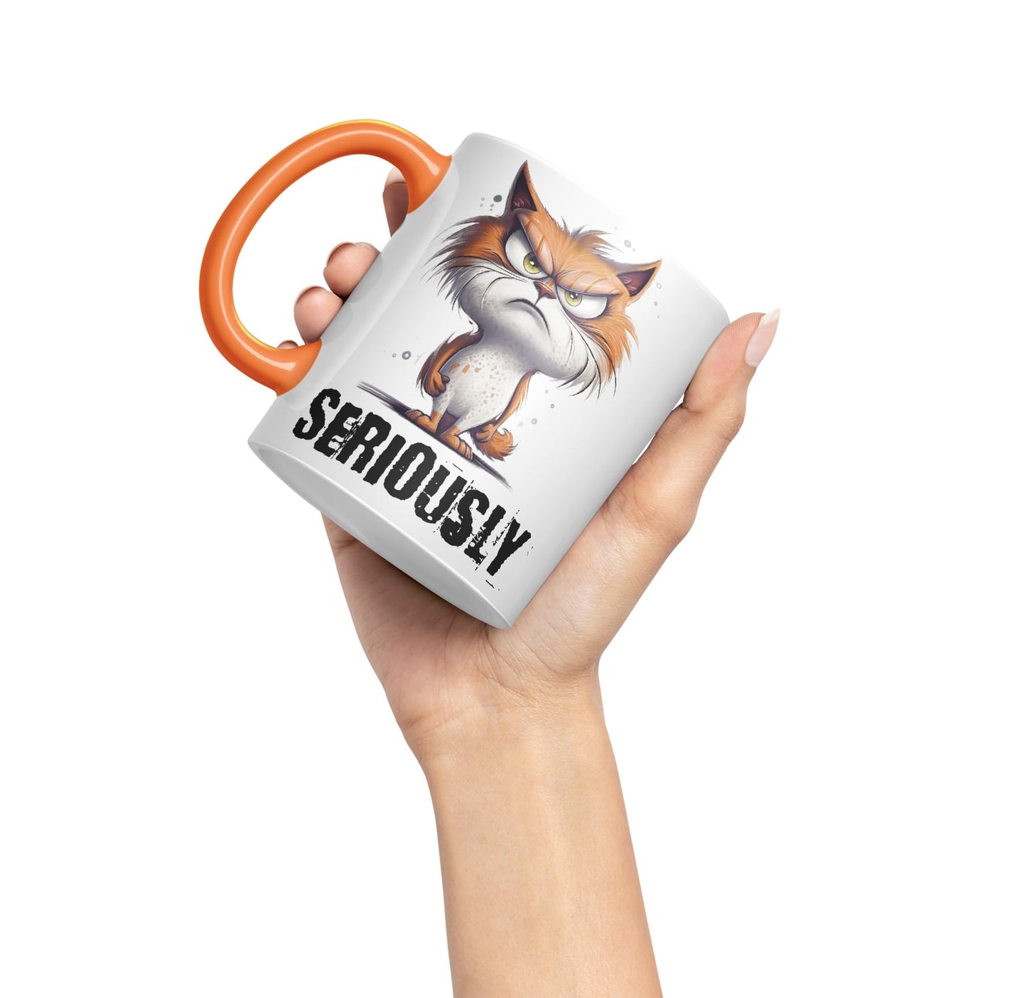 Cat Seriously kittten Joke sarkasm Sarcastic Ceramic Coloured Mug Cup for Tea Coffee Hot Brew 330ml 11Oz Gift