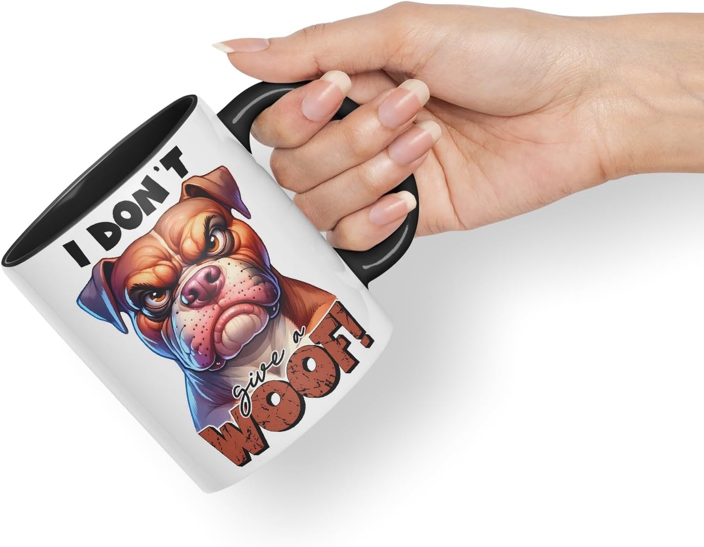 Vixar I Don’t Give a Woof! Dog Coloured Ceramic Mug Cup 11oz Funny Sarcastic Gift (Black)