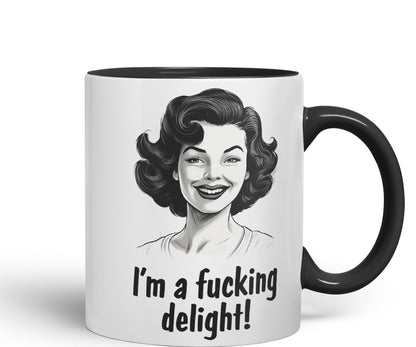 I'm a f.. Delight! Sarcastic Joke Ceramic Coloured Mug Cup for Tea Coffee Hot Brew 330ml 11Oz
